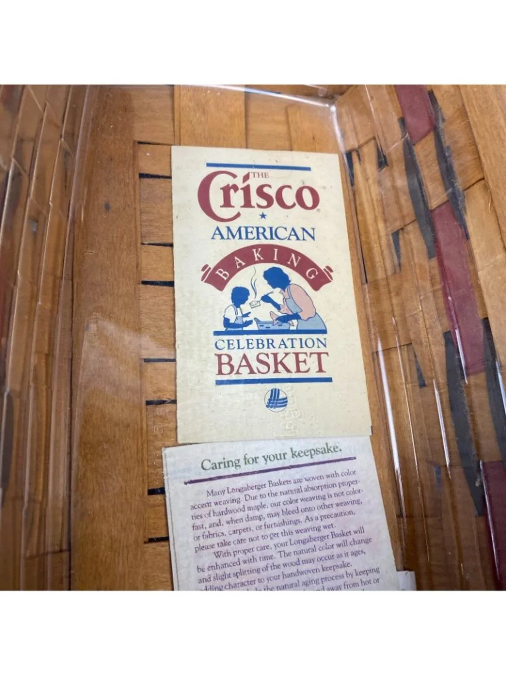 Longaberger 1993 Crisco American Baking Basket 14745 Leather Handles NOS Liner